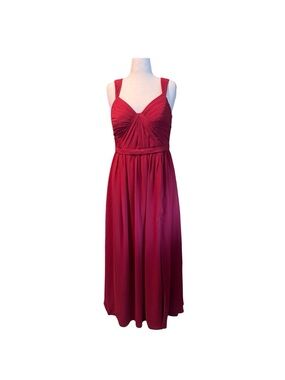 Azazie Scarlet Bridesmaid Dress with Leg Slit, Sz 16 full bust, VGUC